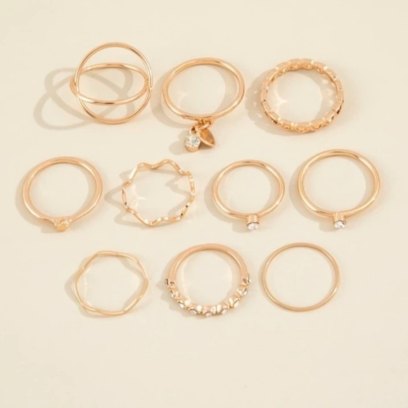 10 piece Rhinestone Ring Set - Picture 7 of 9